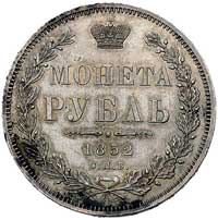 rubel 1852, Petersburg, odmiana z literami, Bitkin 163, Uzdenikow 1692, patyna