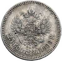25 kopiejek 1888, Petersburg, Bitkin 90, Uzdenikow 2021, drobne rysy, rzadka moneta