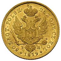 50 złotych 1819, Warszawa, Plage 4, Fr. 107, złoto, 9.78 g, minimalne rysy w tle, patyna