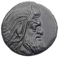 TRACJA- Pantikapea, 400-300 pne, AE-20, Aw: Głowa brodatego Pana, Rw: Protom Gryfona w lewo, poniż..