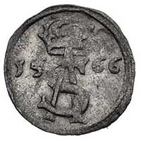 dwudenar 1566, Wilno, moneta wybita wadliwym stemplem - pod Pogonią cyfra I, Kurp. -, Gum. 595