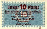 10 fenigów 22.10.1923, Miłczak G23b, Ros. 814b, na odwrocie nadruk \Ungültig!/ Nicht zugelassen / ..