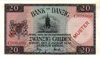 20 guldenów 2.02.1932, Miłczak G51, Ros. 842.a, perforowany napis CANCELLED, na obu stronach bankn..