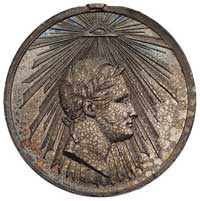 Aleksander I medal za zdobycie Paryża 1814 r., Aw: Głowa cara w prawo na tle promieni wychodzących..
