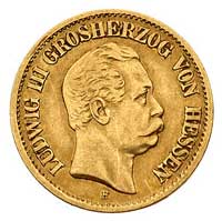 Ludwik III 1848-1877, 10 marek 1876/A, Berlin, J. 216, Fr. 3786, złoto 3.94 g