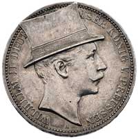 Wilhelm II 1888-1918, 3 marki 1911, Wilhelm w kapeluszu, moneta szydercza wyprodukowana po kapitu-..