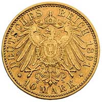 Karol 1864-1891, 10 marek 1891/F, Stuttgart, J. 294, Fr. 3874, złoto, 3.97 g