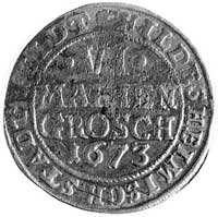 6 mariengroszy 1673, Aw: Nominał i napis, Rw: Herb i napis.