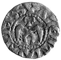 anonimowy denar po 1157, XII-XIII w., Aw: Dwugłowy orzeł i napis + VRBS VALENTIN I, Rw: Krzyż, w p..