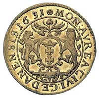 dukat 1631, Gdańsk, H-Cz. 1650 (R1), Fr. 10, T. 16, złoto 3.49 g, piękny egzemplarz