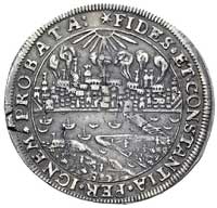 talar oblężniczy 1629, Toruń, Aw: Widok płonącego miasta i napis wokoło FIDES ET CONSTANTIA PER IG..