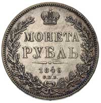 rubel 1846, Petersburg, Bitkin 144, Uzd. 1640, rysy w tle, ciemna patyna