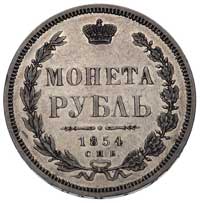 rubel 1854, Petersburg, Bitkin 167, Uzd. 1711, ładne lustro mennicze