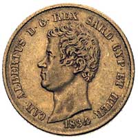 20 lirów 1834, Turyn, (głowa orła), Fr. 1142, zł
