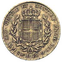 20 lirów 1834, Turyn, (głowa orła), Fr. 1142, zł