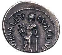 Man. Acilius Glabrio 49 pne, denar, Aw: Głowa Sa