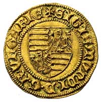 Zygmunt 1387-1437, goldgulden- Buda, Aw: Tarcza herbowa i napis, Rw: Stojący św. Ładysław i napis,..
