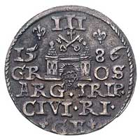 trojak 1586, Ryga, Kruggel Aw: 17a, Rw: 11, odmiana z dużą głową króla, ładnie zachowany egzemplar..