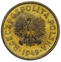 20 groszy, 1949, na rewersie wklęsły napis PRÓBA, mosiądz, Parchimowicz P-207 b, wybito 100 sztuk