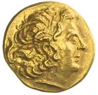 TRACJA, Lizymach 323-281 pne, stater mennica Kallatos, Aw: Głowa Aleksandra w diademie z rogami Am..