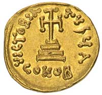 Konstans II 641-668, lekki solidus Konstantynopol, Aw: Popiersie cesarza z długą brodą na wprost, ..