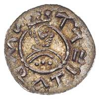 Wratysław II 1054-1061-1092, denar z okresu królewskiego, Aw: Półpostać z tarczą i napis WRATIZLAV..