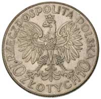 10 złotych 1933, Warszawa, Jan III Sobieski, Parchimowicz 121, złocista patyna na rewersie, bardzo..