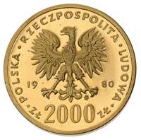 2000 złotych 1980, Lake Placid, Biatlonista, wypukły napis PRÓBA, Parchimowicz P-505, złoto, 8.03 g