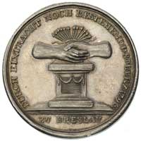 100-lecie Towarzystwa Dwunastu- medal nieznanego autora 1796 r., Aw: Palma, a obok książka i kaduc..