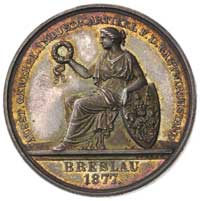 Niemiecki Związek Oberżystów - medal nagrodowy z okazji wystawy we Wrocławiu 1877 r., Aw: Postać k..