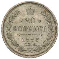20 kopiejek 1888, Petersburg, Bitkin 107, pięknie zachowany egzemplarz