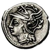 C. Coelius Caldus ok. 104 pne, denar, Aw: Głowa Romy w lewo, Rw: Victoria w bidze w lewo, Sear Coi..