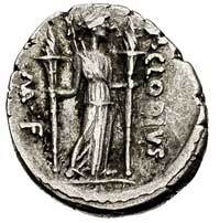 P. Clodius M. f. Turrinus ok. 42 pne, denar serratus, Aw: Głowa Apollina w prawo, za nią lyra, Rw:..
