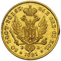 50 złotych 1821, Warszawa, Plage 6, Bitkin 809 R1, Fr. 107, złoto 9.79 g, minimalna wada rantu, rz..