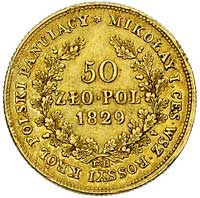 50 złotych 1829, Warszawa, Plage 10, Bitkin 978 R1, Fr. 109, złoto 9.76 g, drobne wady rantu i rys..