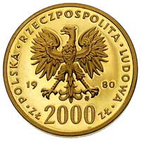 2000 złotych 1980, Warszawa, Lake Placid -Biegacz, na rewersie wypukły napis PRÓBA, złoto 8.04 g, ..