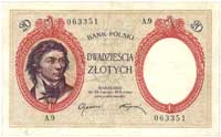 20 złotych 28.02.1919, Seria A.9 063351, Miłczak 51a, banknot po konserwacji