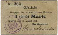 Krzywin (Kriewen)- 1 marka 12.08.1914, Keller 19