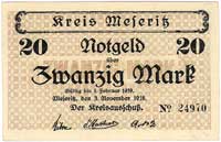 Międzyrzecz powiat (Kreis Meseritz)- 20 marek 3.11.1918, Geiger 360.01.b, rzadsza odmiana