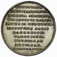 uchwalenie Konstytucji 3 Maja-medal autorstwa J. F. Holzhaeussera 1791 r., Aw: Popiersie króla w p..
