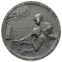 żołnierzom poległym w Środkowej Galicji-medal projektu Karla Perla 1916, Aw: Kobieta i żołnierz pr..