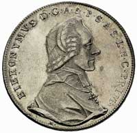 Hieronim von Colloredo 1773-1803, talar 1788, Salzburg, Aw: Popiersie i napis wokoło, Rw: Tarcza h..