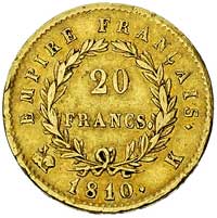 20 franków1810 K, Bordeaux, Fr. 509, złoto 6.41 g, bardzo rzadkie, wybito tylko 15.000 sztuk