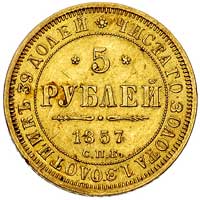5 rubli 1857, Petersburg, Bitkin 3, Fr. 163, złoto 6.53 g, drobne rysy w tle, delikatna patyna