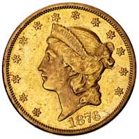 20 dolarów 1876 CC, Carson City, Fr. 176, złoto 33,42 g
