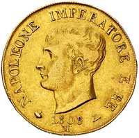 Napoleon 1805-1814, 40 lirów 1808 M, Mediolan, Fr. 5, złoto 12.85 g