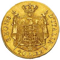 Napoleon 1805-1814, 40 lirów 1808 M, Mediolan, Fr. 5, złoto 12.85 g