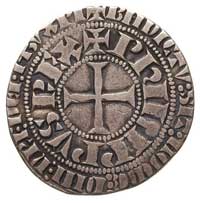 Filip IV Piękny 1285-1314, grosz turoński, Aw: Krzyż i napis w podwójnym otoku, Rw: Kasztel turońs..