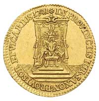 dukat wikariacki 1741, Drezno, Aw: Król na koniu, Rw: Tron, Merseb. 1696, Fr. 2865, złoto 3.49 g