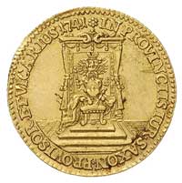 dukat wikariacki 1741, Drezno, Aw: Król na koniu, Rw: Tron, Merseb. 1696, Fr. 2865, złoto 3.48 g